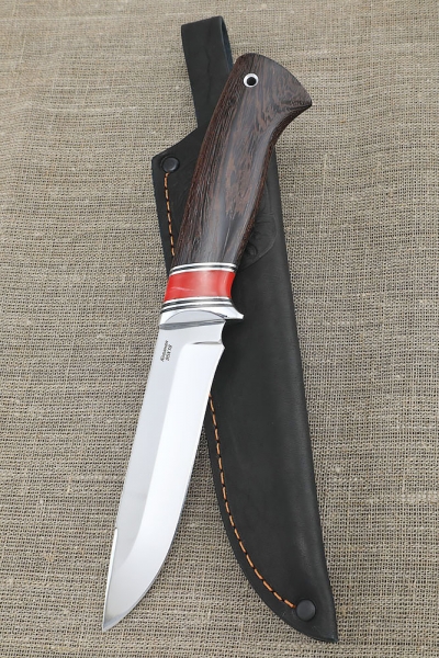 Нож Сокол 95х18 рукоять акрил красный и венге
