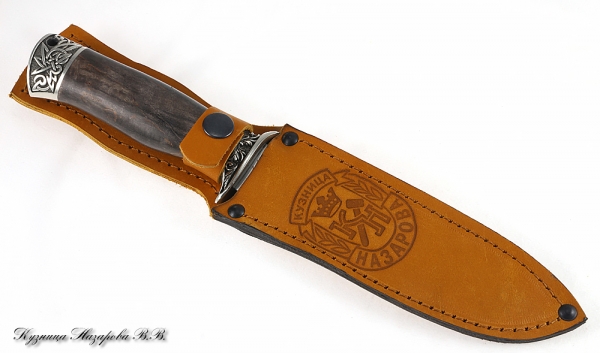 Нож Пехотинец S390 мельхиор стабилизированная карельская береза (коричневая)