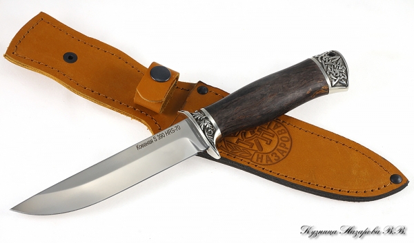 Нож Пехотинец S390 мельхиор стабилизированная карельская береза (коричневая)