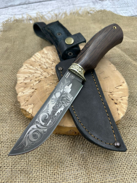 Нож "Охотник" сталь х12мф с гравировкой, рукоять венге