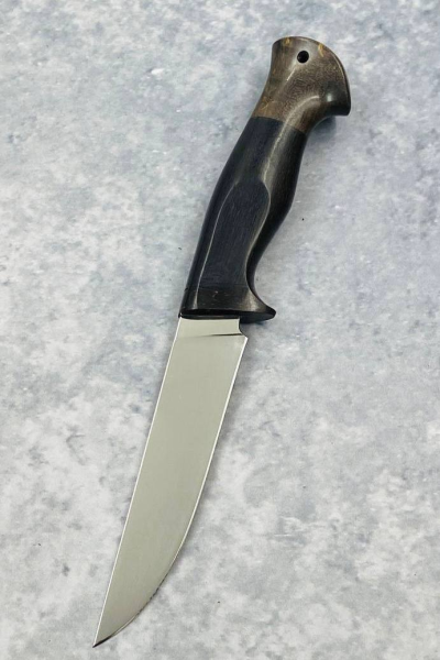 Нож "Стрела" сталь х12мф, рукоять черный граб и карельская береза синяя (распродажа)