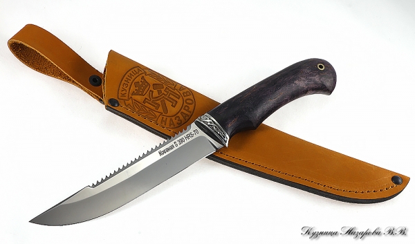 Нож Рыбак S390 мельхиор стабилизированная карельская береза(фиолетовая)