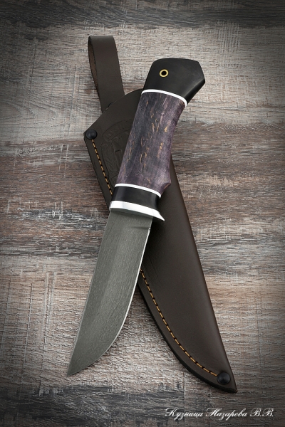 Hunting knife Golden Eagle H12MF black hornbeam stabilized Karelian birch (purple)