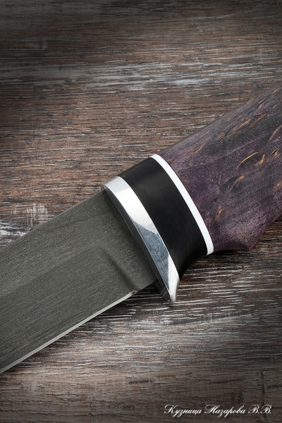 Нож охотничий Беркут х12мф черный граб стабилизированная карельская береза (фиолетовая)