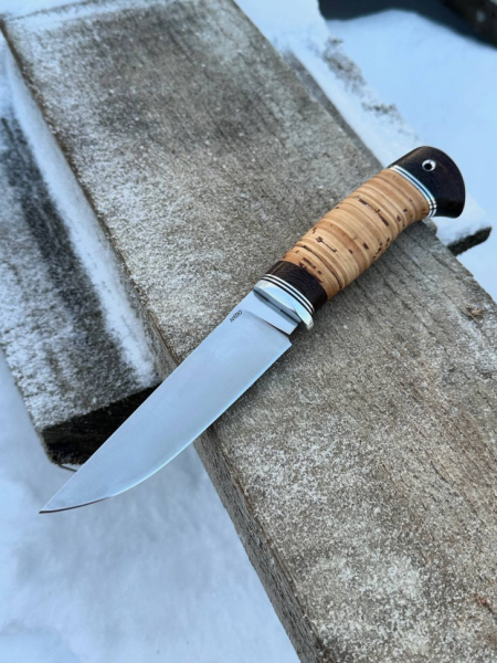 Нож Барс N690 сатин, рукоять береста