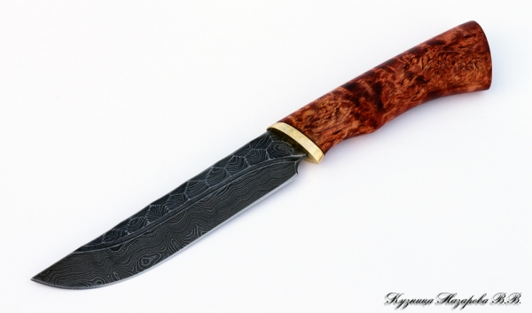 Нож Овод дамаск камень карельская берёза