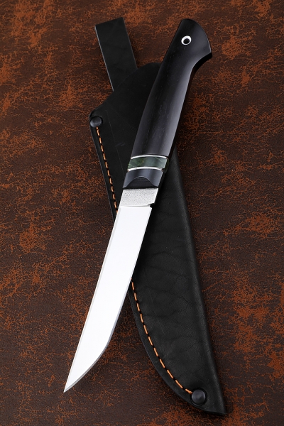 Нож Шаман 95Х18 рукоять G10 черная, карельская береза зеленая, черный граб