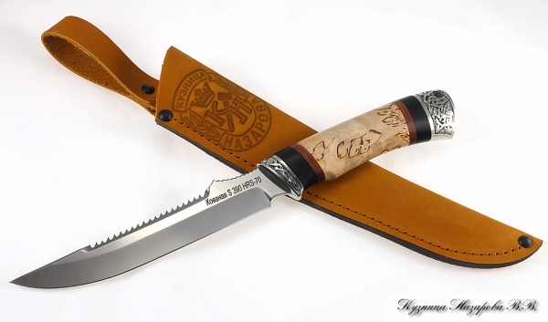 Нож Рыбак 2 S390 мельхиор черный граб карельская береза