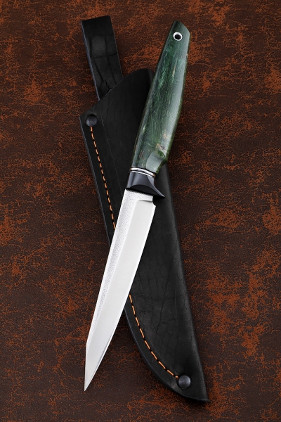Нож Ферзь 95Х18 рукоять G10 черная, карельская береза зеленая