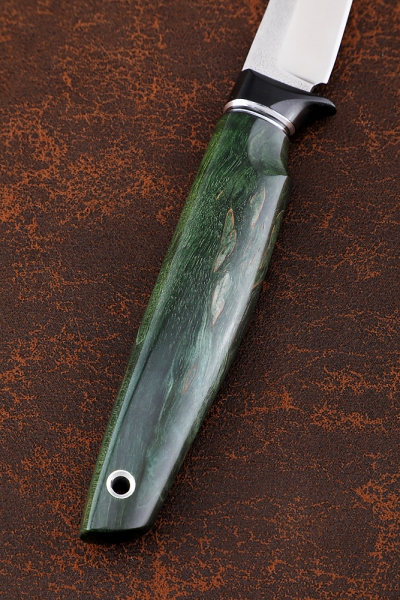Нож Ферзь 95Х18 рукоять G10 черная, карельская береза зеленая