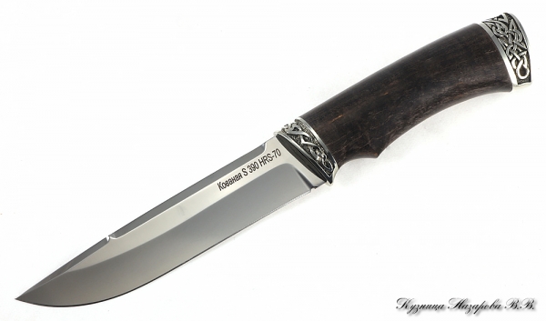 Knife Boar S390 nickel silver stabilized Karelian birch (brown)