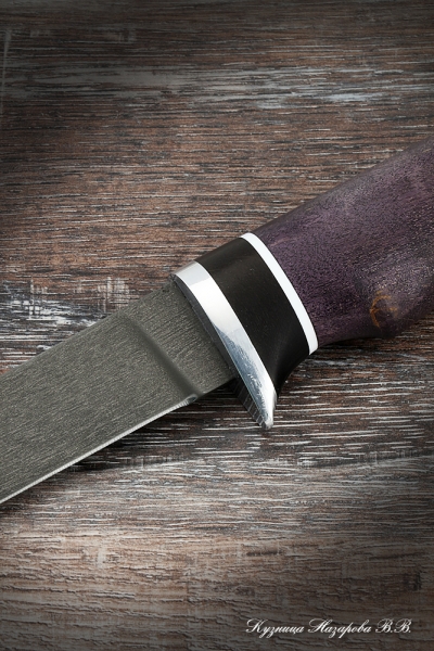 Нож охотничий Кардинал Х12МФ черный граб стабилизированная карельская береза (фиолетовая)