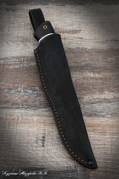 Нож охотничий Кардинал Х12МФ черный граб стабилизированная карельская береза (фиолетовая)