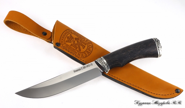 Нож Овод S390 мельхиор стабилизированная карельская береза (коричневая)