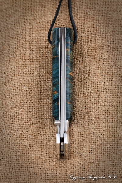Нож складной Пчак сталь M390 накладки карельская береза синяя