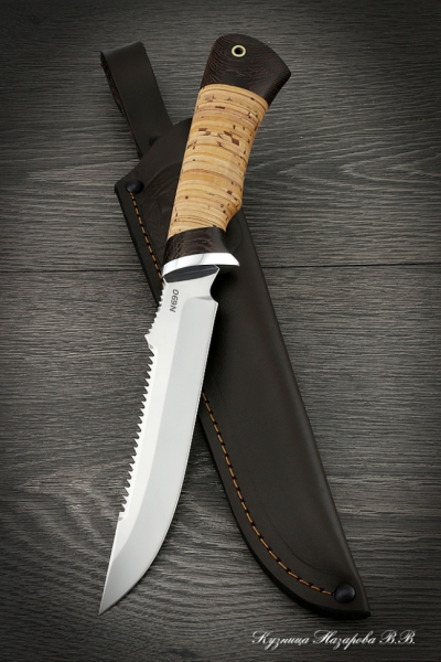 Нож Рыбак 2 сталь N690 береста (надпись)