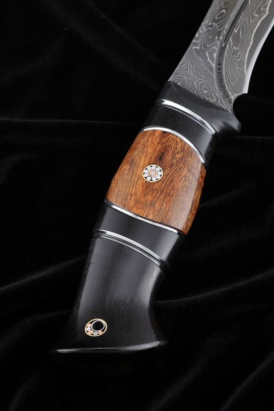 Angara Damascus laminated knife with dale black hornbeam iron wood carbon