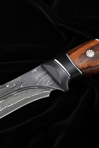 Angara Damascus laminated knife with dale black hornbeam iron wood carbon